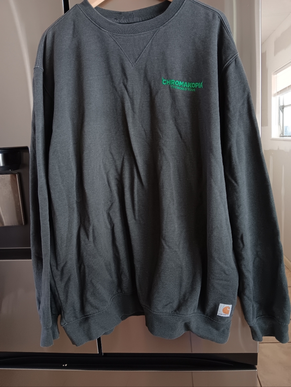 Tyler The Creator Chromakopia World Tour X Carhartt Embroidered Crewneck. Charco